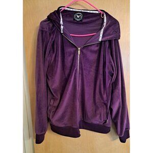 White Mark Velour Zip Up Hoodie Jacket Purple Plus Size 1X